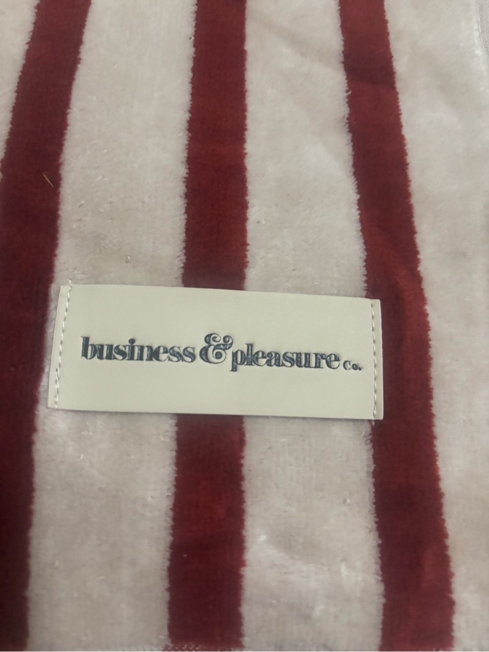 business & pleasure Co. Rust Red and Cream Striped Beach Towel